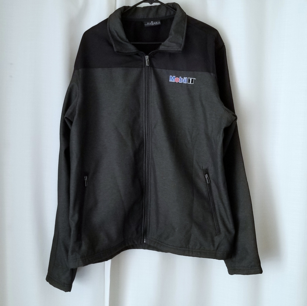 Fossa 2XL Men's Charcoal full zip up soft shell Mobil 1 jacket #5500 Aspect